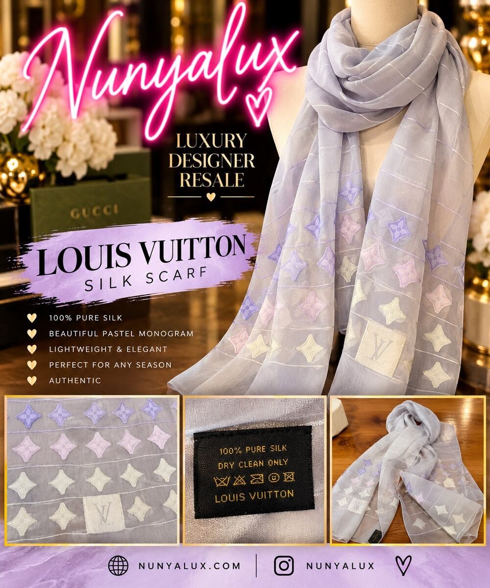 Louis Vuitton Monogram Silk lavender ombré and translucent monogram flower motif
